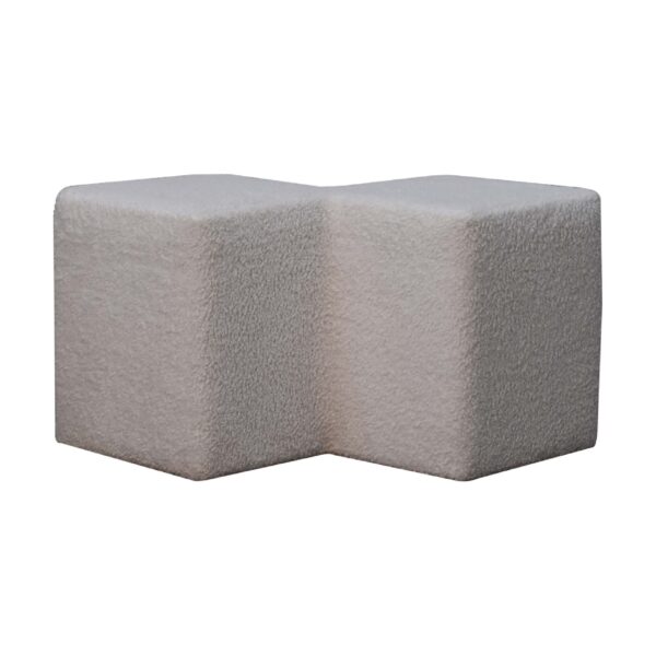 White Boucle Twin Footstool - Image 4
