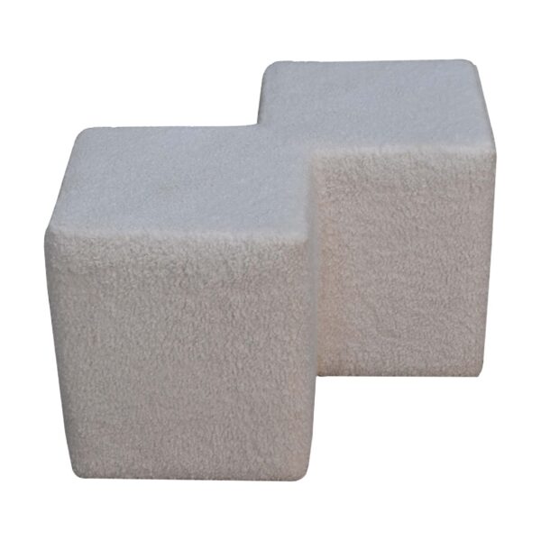 White Boucle Twin Footstool - Image 6