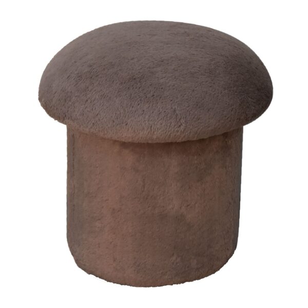 Mocha Faux Fur Mushroom Footstool - Image 2
