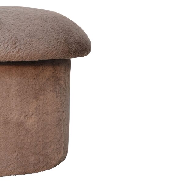 Mocha Faux Fur Mushroom Footstool - Image 5