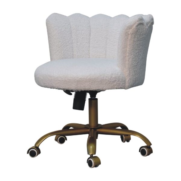 White Boucle Swivel Chair - Image 2