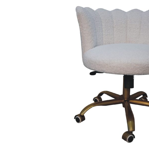 White Boucle Swivel Chair - Image 6