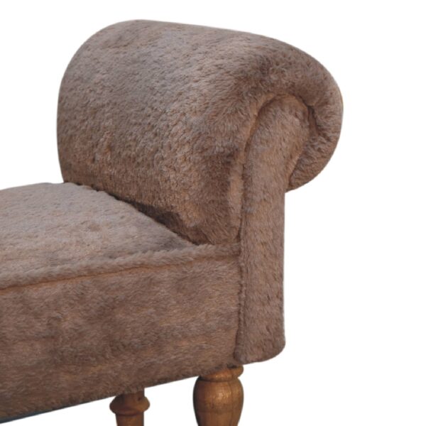 Mocha Faux Fur Bedroom Bench - Image 5