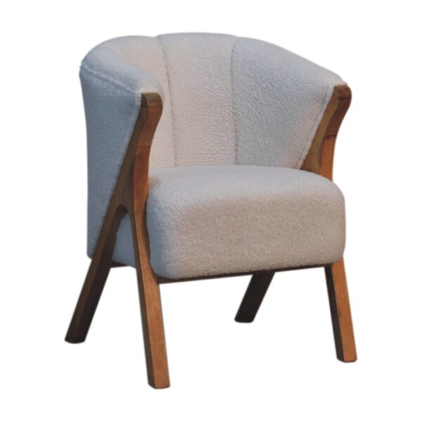 White Boucle Minimalistic Chair - Image 2