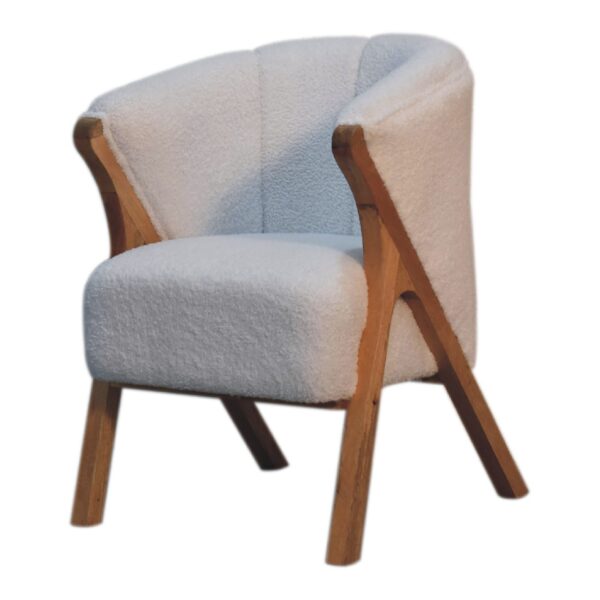 White Boucle Minimalistic Chair - Image 3