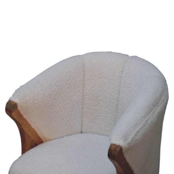 White Boucle Minimalistic Chair - Image 5