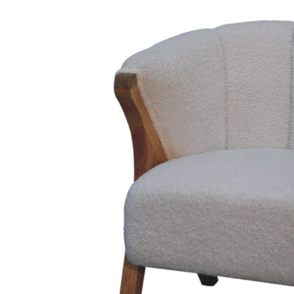 White Boucle Minimalistic Chair - Image 6