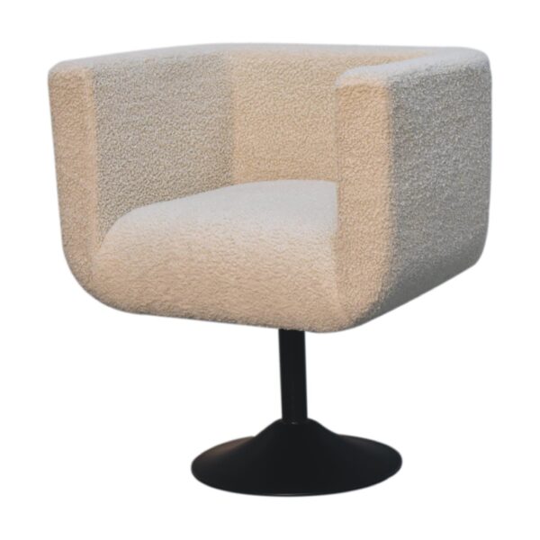 Cream Boucle Swivel Chair - Image 3