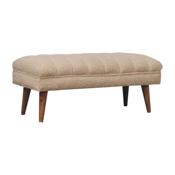 Cream Boucle Puffer Bench - Image 2