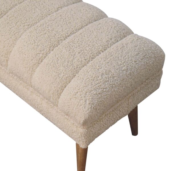 Cream Boucle Puffer Bench - Image 7
