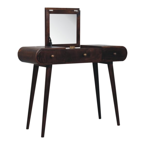 California Walnut Dressing Table with Foldable Mirror - Image 6