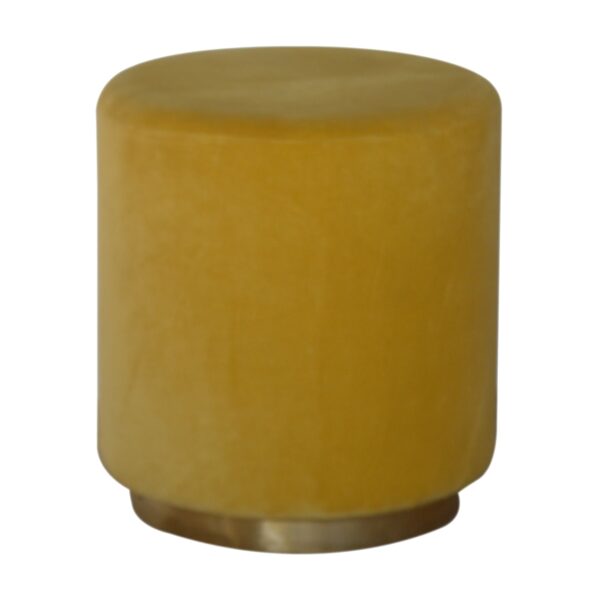 IN818 - Mustard Velvet Footstool with Gold Base - Image 2