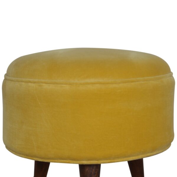 Mustard Velvet Nordic Footstool - Image 3