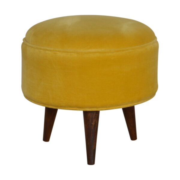 Mustard Velvet Nordic Footstool - Image 8