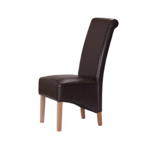 Kelsey Bonded Leather Chair Solid Oak Leg - Brown