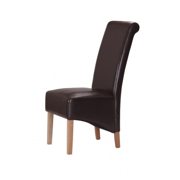Kelsey Bonded Leather Chair Solid Oak Leg - Brown