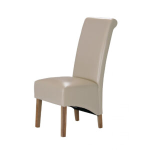 Kelsey Bonded Leather Chair Solid Oak Leg - Cream