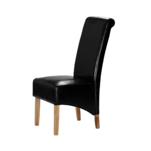 Kelsey Bonded Leather Chair Solid Oak Leg - Black
