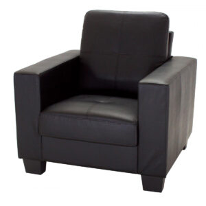 Lena Bonded Leather & PVC 1 Seater - Black