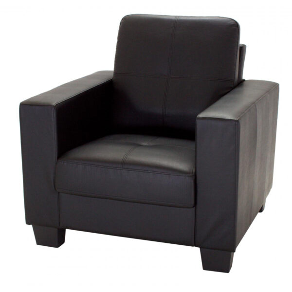 Lena Bonded Leather & PVC 1 Seater - Black
