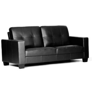 Lena Bonded Leather & PVC 3 Seater - Black