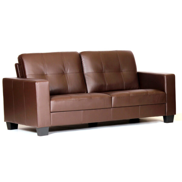 Lena Bonded Leather & PVC 3 Seater - Brown