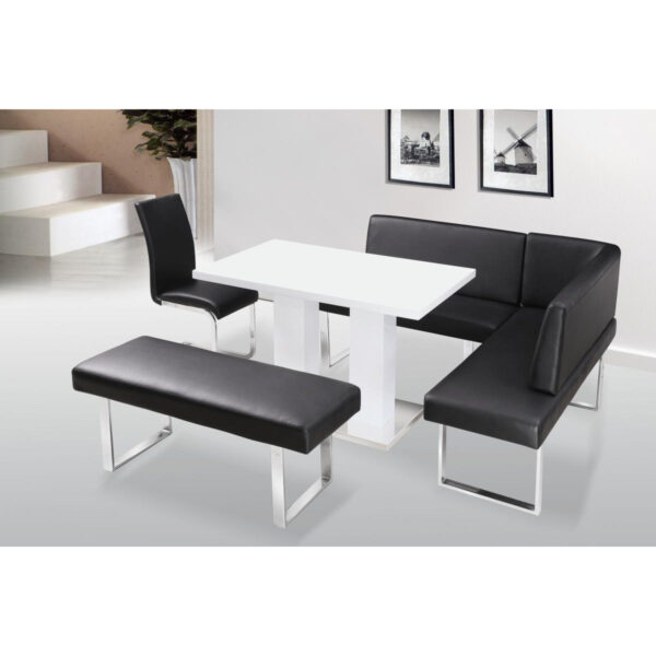 Liberty Bench Straight with No Back PU & Chrome - Black