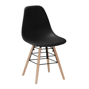 Lilly Plastic (PP) Chairs with Solid Beech Legs - Black