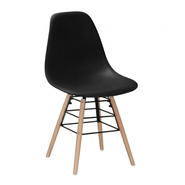 Lilly Plastic (PP) Chairs with Solid Beech Legs - Black