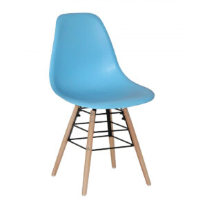 Lilly Plastic (PP) Chairs with Solid Beech Legs - Blue