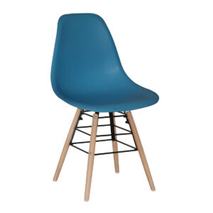 Lilly Plastic (PP) Chairs with Solid Beech Legs - Dark Blue