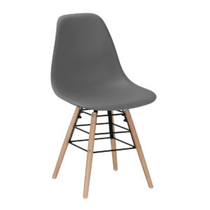 Lilly Plastic (PP) Chairs with Solid Beech Legs - Dark Grey