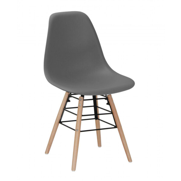 Lilly Plastic (PP) Chairs with Solid Beech Legs - Dark Grey