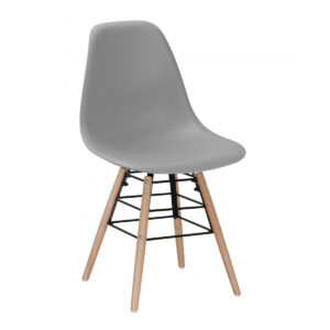 Lilly Plastic (PP) Chairs with Solid Beech Legs - Light Grey