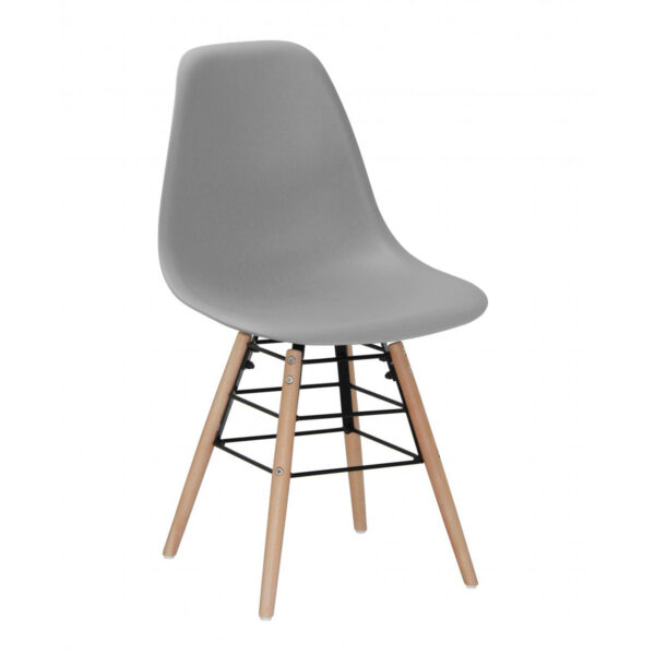 Lilly Plastic (PP) Chairs with Solid Beech Legs - Light Grey