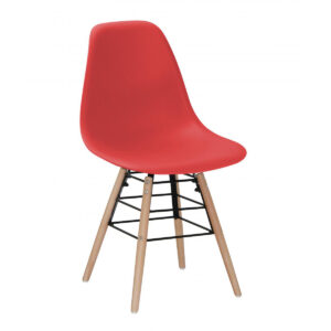 Lilly Plastic (PP) Chairs with Solid Beech Legs - Red