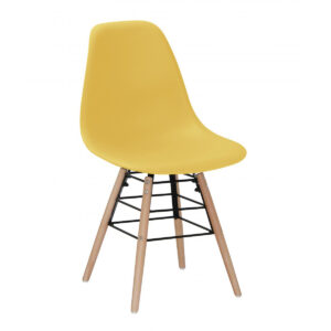 Lilly Plastic (PP) Chairs with Solid Beech Legs - Yellow