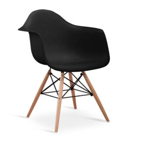 Ludstone Plastic (PP) Chairs with Solid Beech Legs - Black