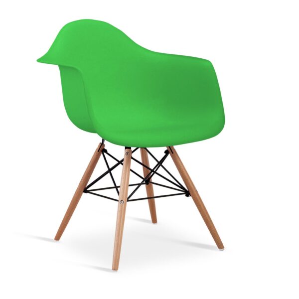 Ludstone Plastic (PP) Chairs with Solid Beech Legs - Green