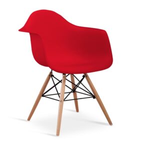 Ludstone Plastic (PP) Chairs with Solid Beech Legs - Red