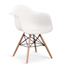 Ludstone Plastic (PP) Chairs with Solid Beech Legs - White
