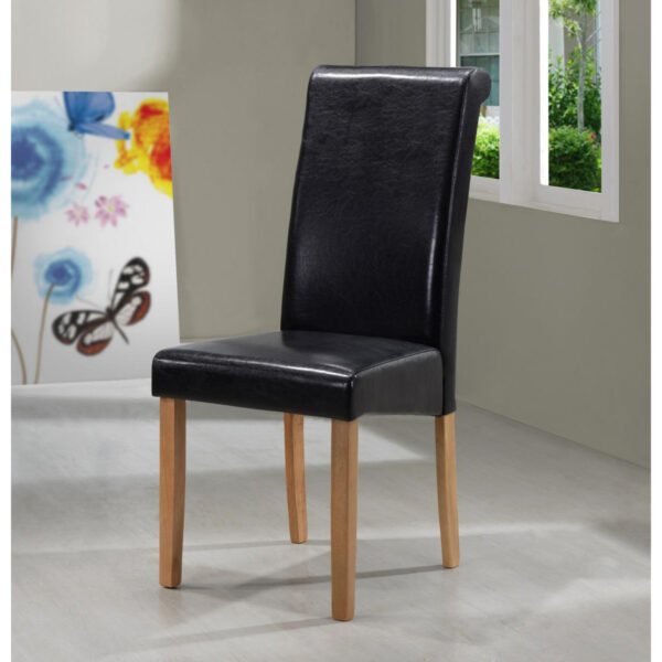Marley PU Solid Rubberwood Chair - Brown