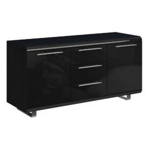 Newline High Gloss Sideboard Large 2 Doors & 3 Drawers - Black