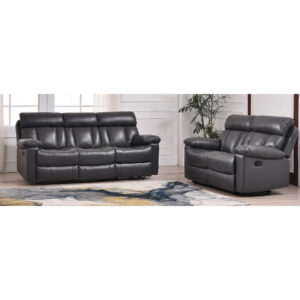 Ohio Recliner Bonded Leather & PU 3 Seater - Grey