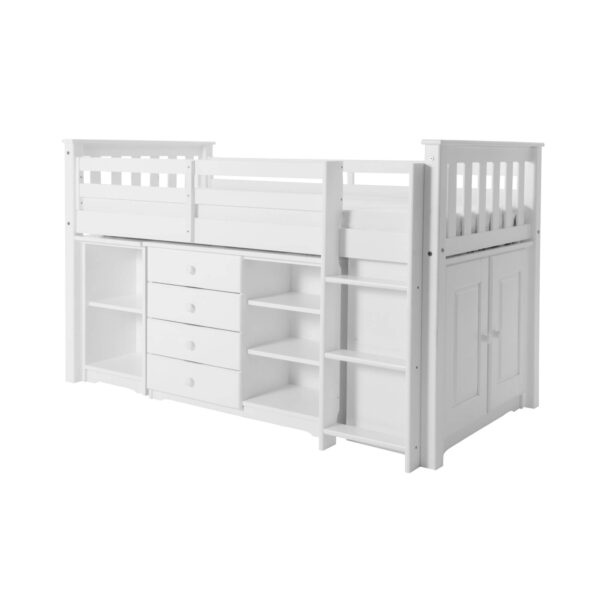 Porto Midi Sleeper with Desk, Chest & Bookcase White - Image 2