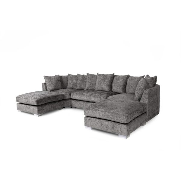 Repton U Shaped Fabric Sofa Grey - Image 2