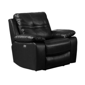 Rockport Power Recliner Leather & PU 1 Seater - Black