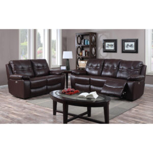 Rockport Power Recliner Leather & PU 3 Seater - Dark Chocolate