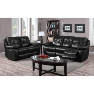 Rockport Power Recliner Leather & PU 3 Seater - Black
