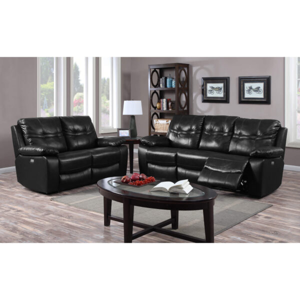 Rockport Power Recliner Leather & PU 3 Seater - Black